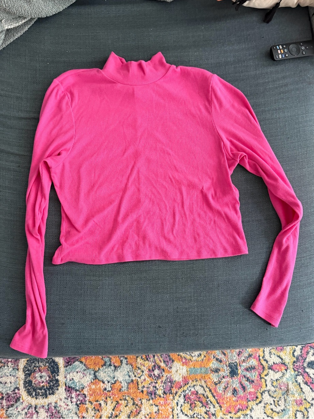 American Eagle Outfitters Hot Pink Long Sleeve Mock Neck Top